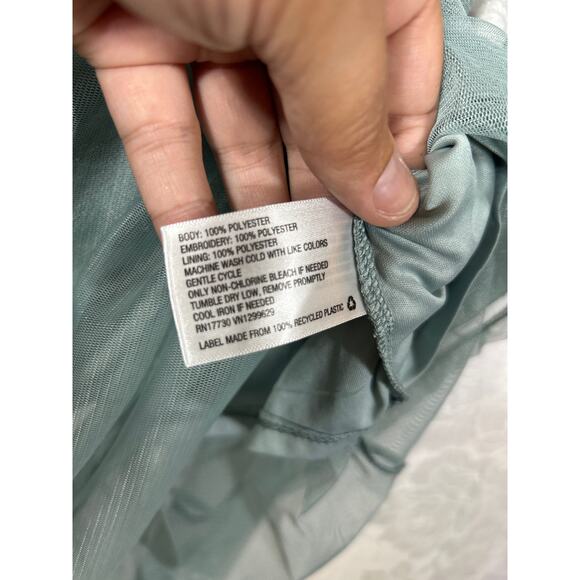 Xhilaration Midi Dress Small Green Embroidered Sheer Fairy Cottagecore Whimsy - Picture 8 of 12